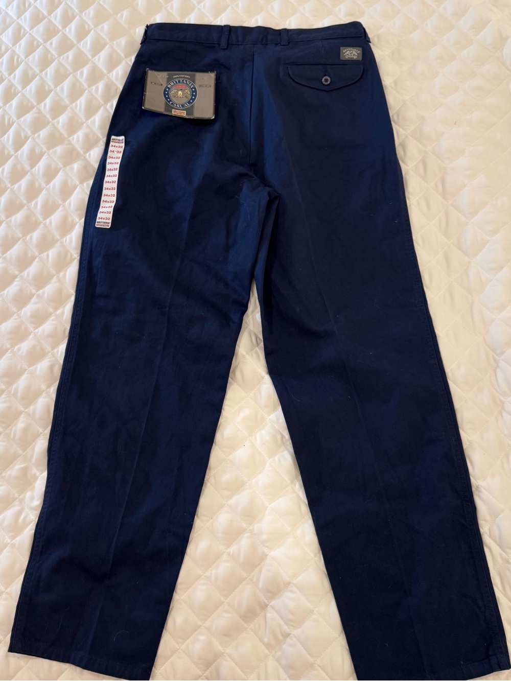 RARE Vintage Brittania Casual Men's Blue Cotton Pants Slacks 34x32 NWT